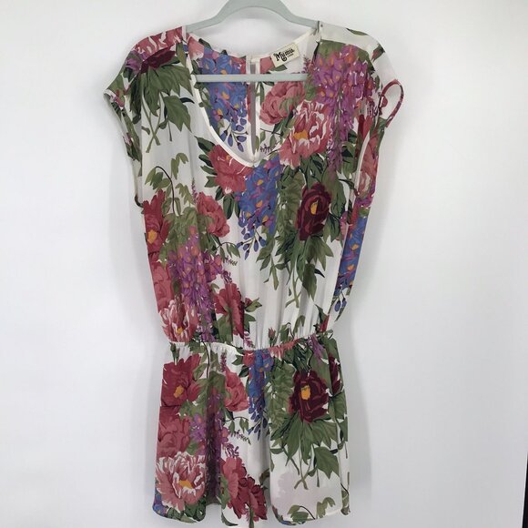 show me your Mumu Floral Print Romper Elastic Waist & Keyhole Back size large - Picture 4 of 14